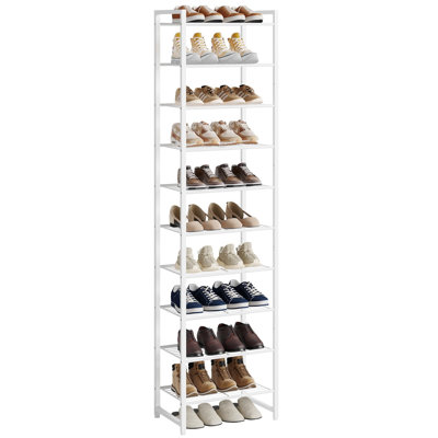 10‑Tier Tall Metal Shoe Rack, 22‑Pair Space‑Saving Shoe Organizer with Anti‑Tip Strap for Closet, Entryway