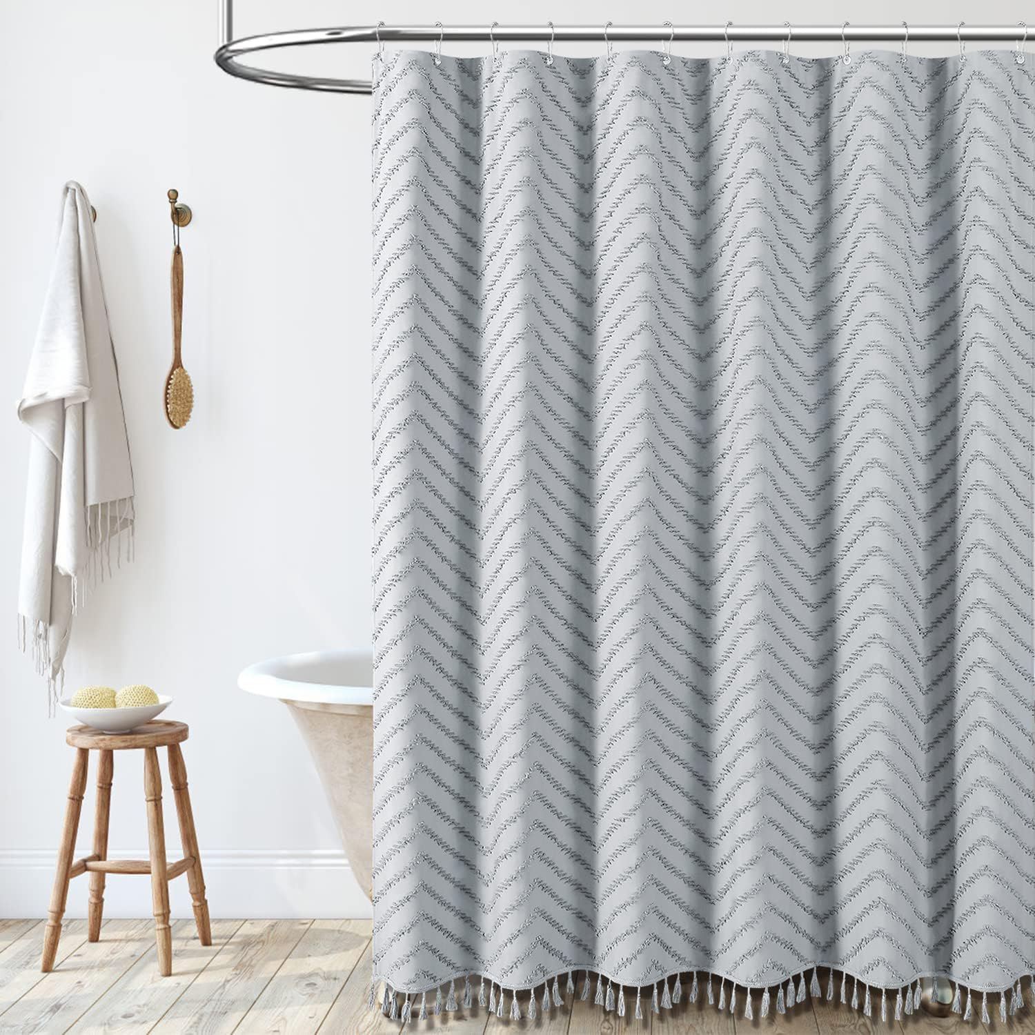 Dakota Fields Chorlette Chevron / Zig Zag Shower Curtain with Hooks Included Wayfair