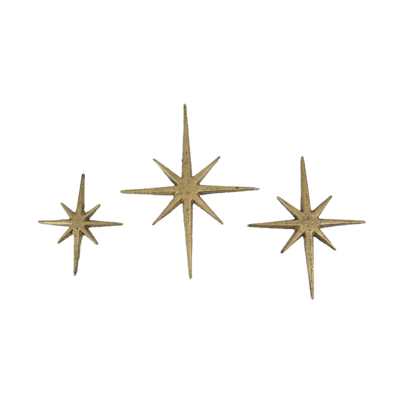 Décoration murale 3 pièces en métal Atomic Starburst, Doré