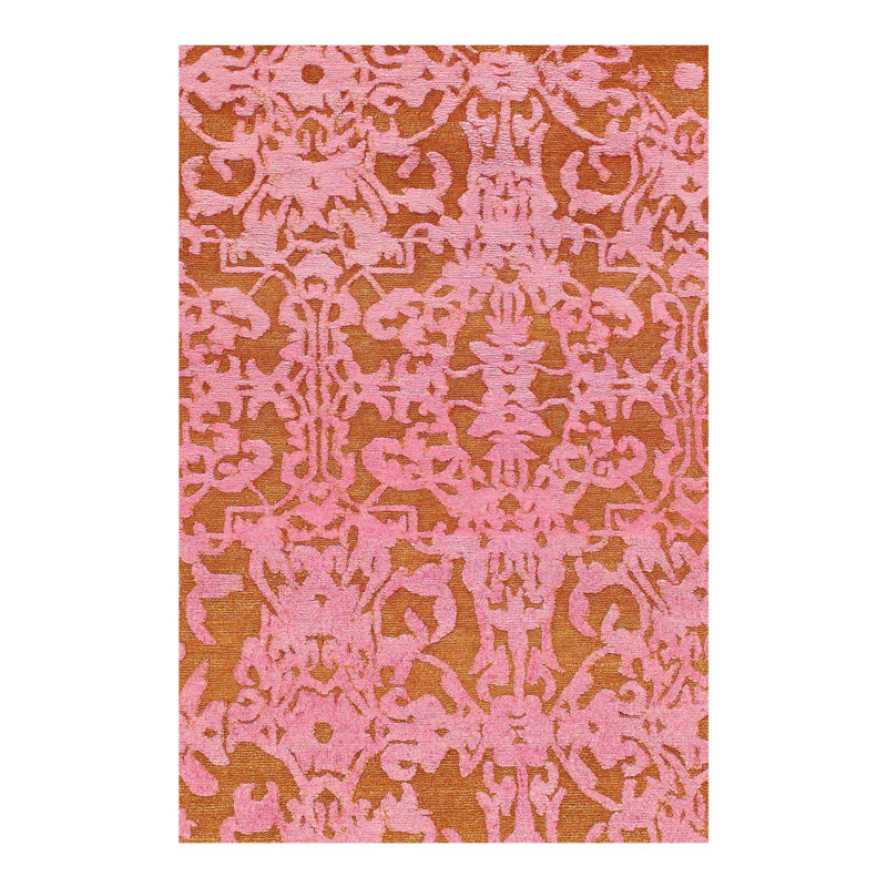 Canvello Rust Color Modern Hand Knotted Rug 6' X 9'