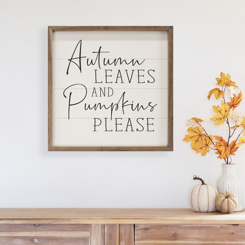 Autumn Leaves And Pumpkins Please White, 16" H x 16" W