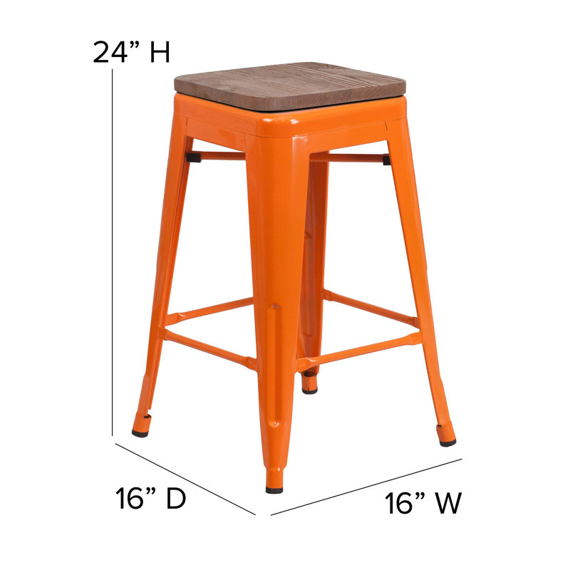 Tabouret à hauteur de comptoir 24 po Gladus, Orange, 4, Tabouret de comptoir (assise de 24 po de hauteur)