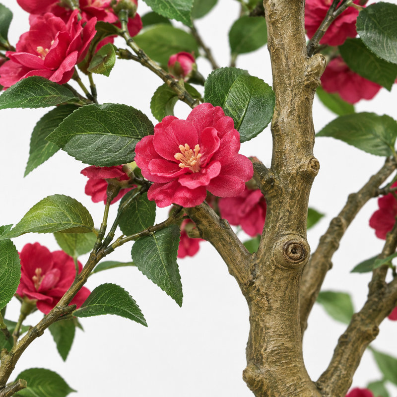 Bougainvillée artificiel 7 pi avec fleurs en soie rose rouge et bassin blanc
