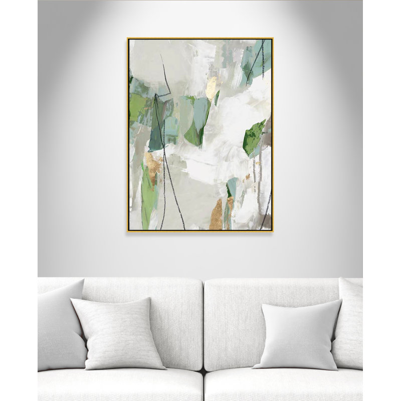 Enchanted Emerald Collection Enchanted Emerald I by Update Hi Res Image List Print, Toile flottante dorée avec cadre flottant