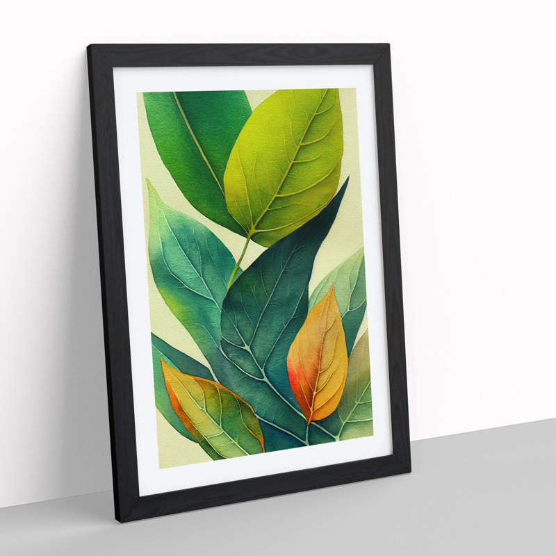 Exceptional Leaves - Wall Art, Black Framed, 64cm H x 46cm W x 2cm D, White