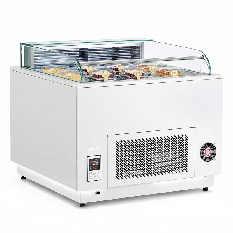 Open Air Merchandiser, 3.1 cu. ft. Shelving Commercial Refrigerator, Grab and Go Fan Cooling Display Cooler, with LED Lighting, Night Curtain, Horizontal for Restaurants, Stores, Office