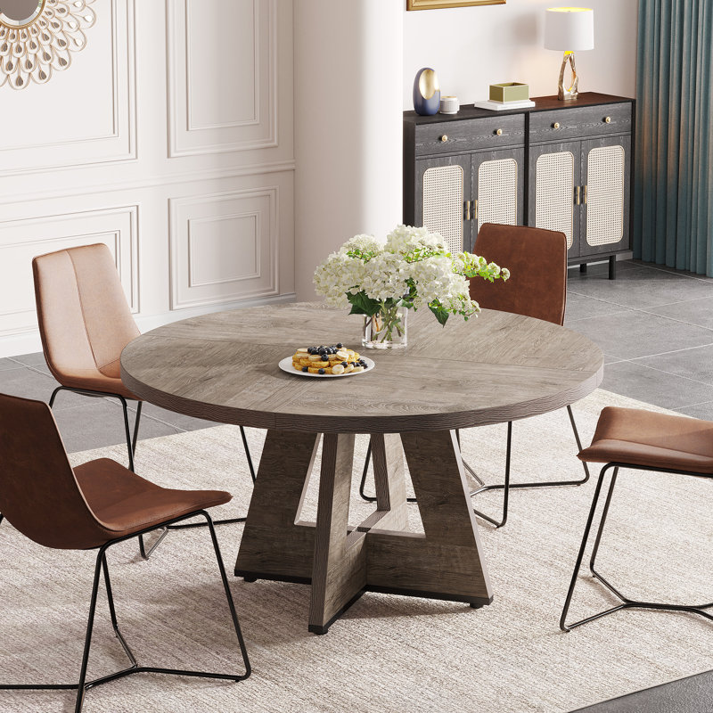 Liena 47'' Round Dining Table, Gray