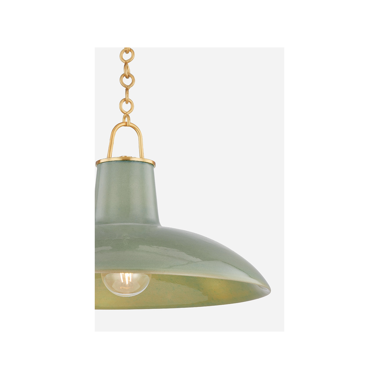 POTTERSVILLE Pendant, Brass, Teal, 11.25" H x 18" W x 18" D