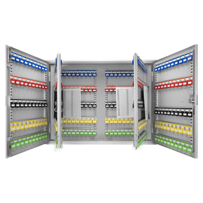 400-Key Steel Key Lock Box with Digital Keypad and Adjustable Racks, Gray