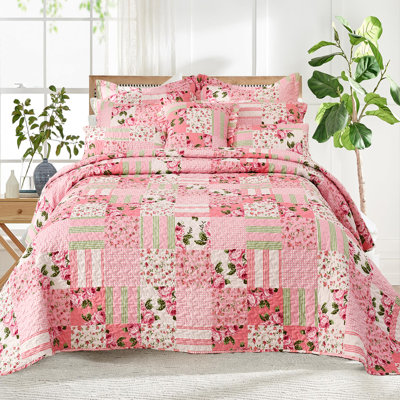 Ensemble de literie réversible douce et légère Floral Patchwork