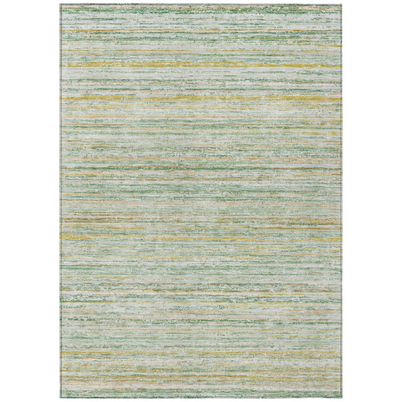 Tapis intérieur lavable rayé vert menthe 9 pi x 12 pi