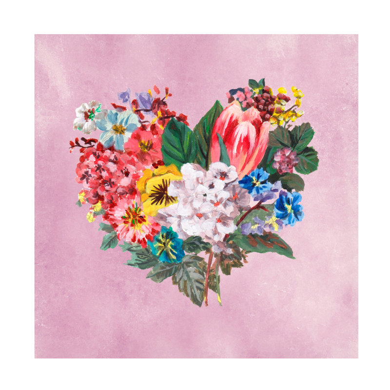 Art mural sur toile tendue - Melissa Wang «Heart in Bloom I», art mural pour salon, chambre à coucher ou bureau - 35 x 35