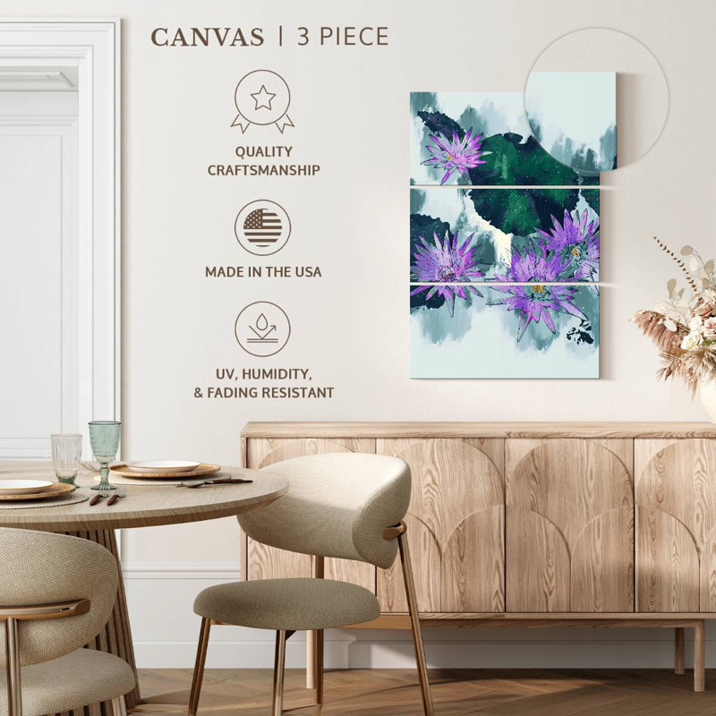 Harnek Abstract Water Lilies, 74" H x 48" W