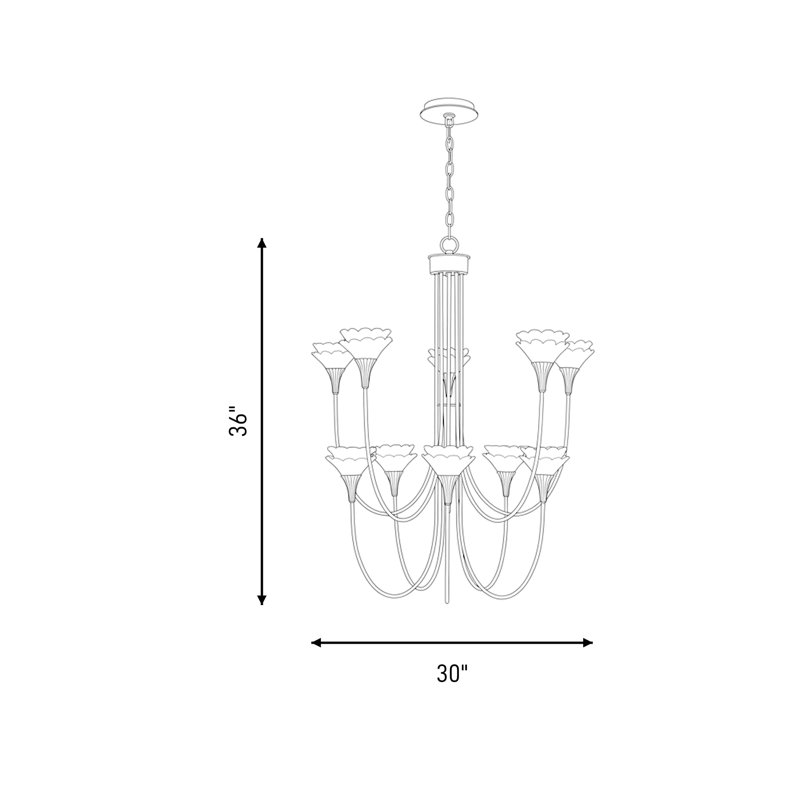 Florena 10-Light Chandelier in Noble Brass by Breegan Jane