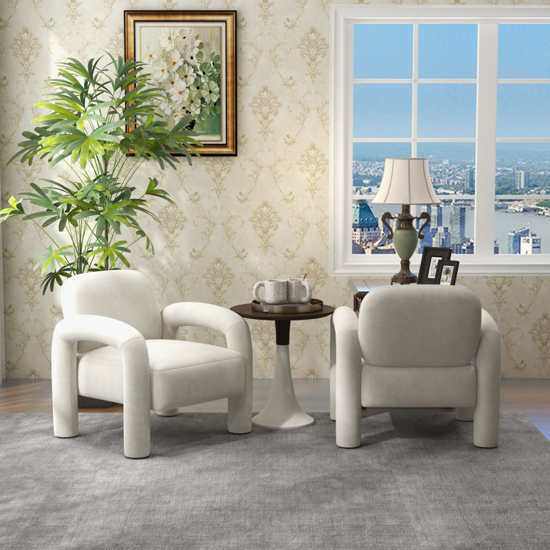 Velvet Armchair, Beige