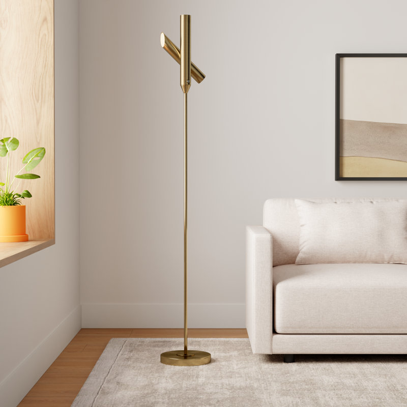 Jivana 68'' LED Torchiere Floor Lamp, Antique Brass