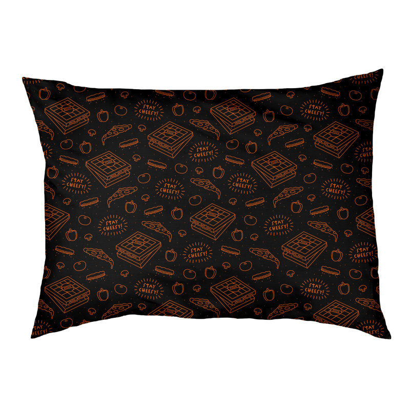 Coussin extérieur pizza Campion, Moyen (L 29,5 po x P19,5 po x H 9,5 po), Noir / Orange