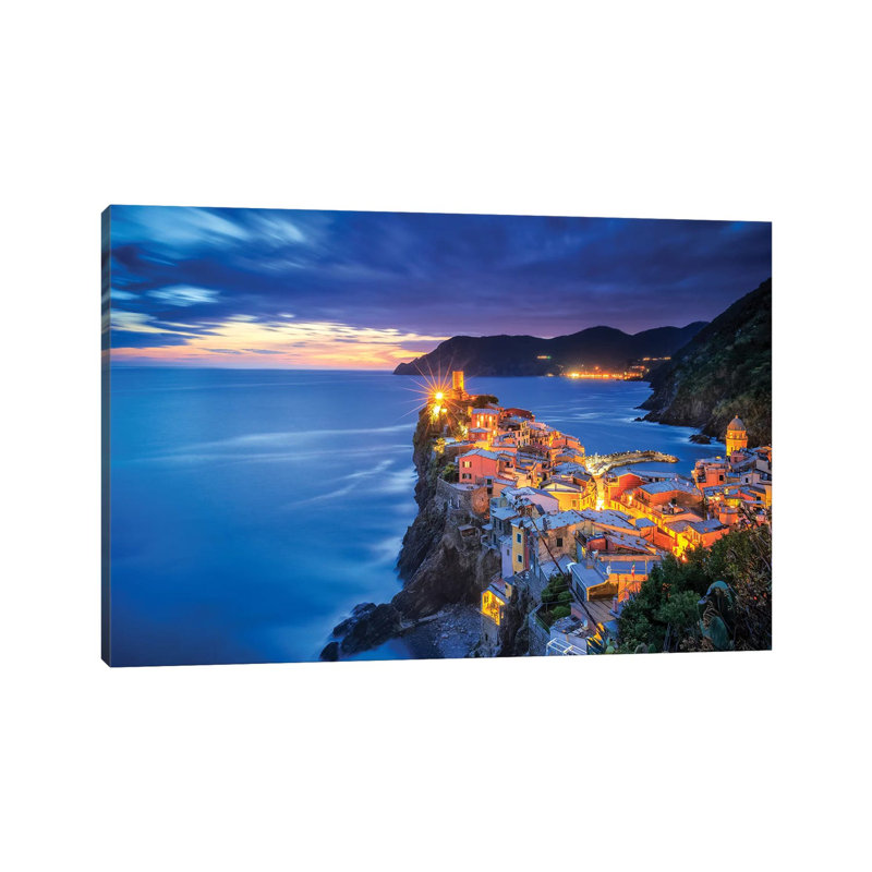 Italy, Vernazza. Overview Of Coastal Town At Sunset. by Jaynes Gallery - Wrapped Canvas Print, 66.04 cm H x 45.72 cm W