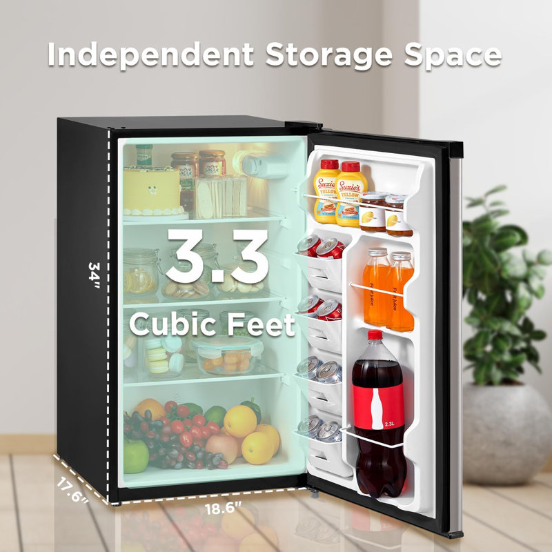 Midea 3.3 Cu. Ft. Compact Mini Refrigerator, New, Silver