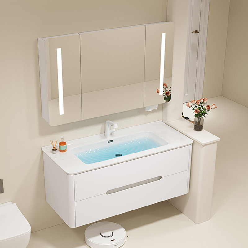 Creamy style modern simple bathroom cabinet