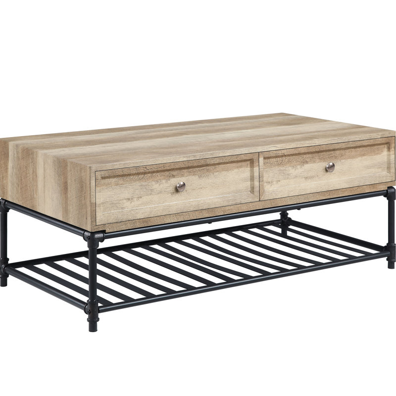 Industrial Coffee Table - Complementing Decor Style With Drawer And Shelf Enhancing Functionality