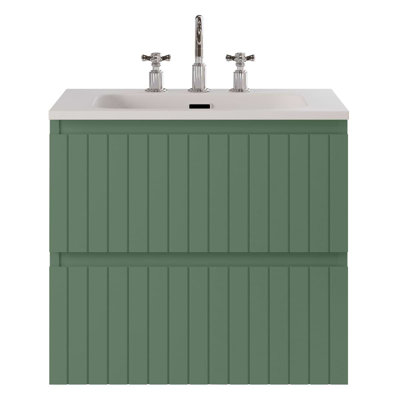 Meuble-lavabo simple flottant cannelé Adden