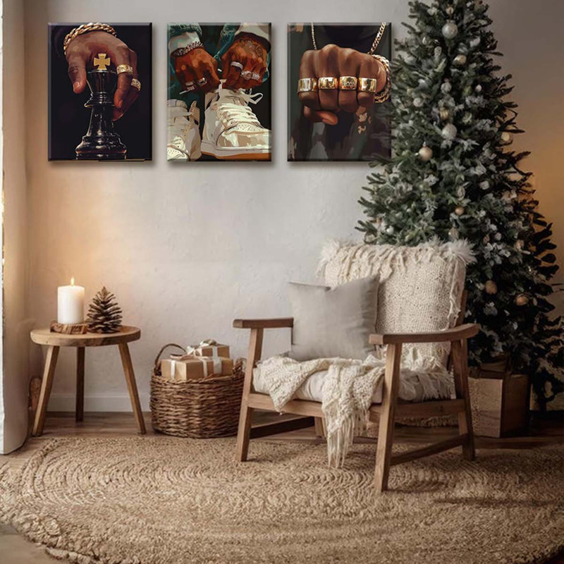 3 Piece Wrapped Canvas Print, 40 cm H x 90 cm W
