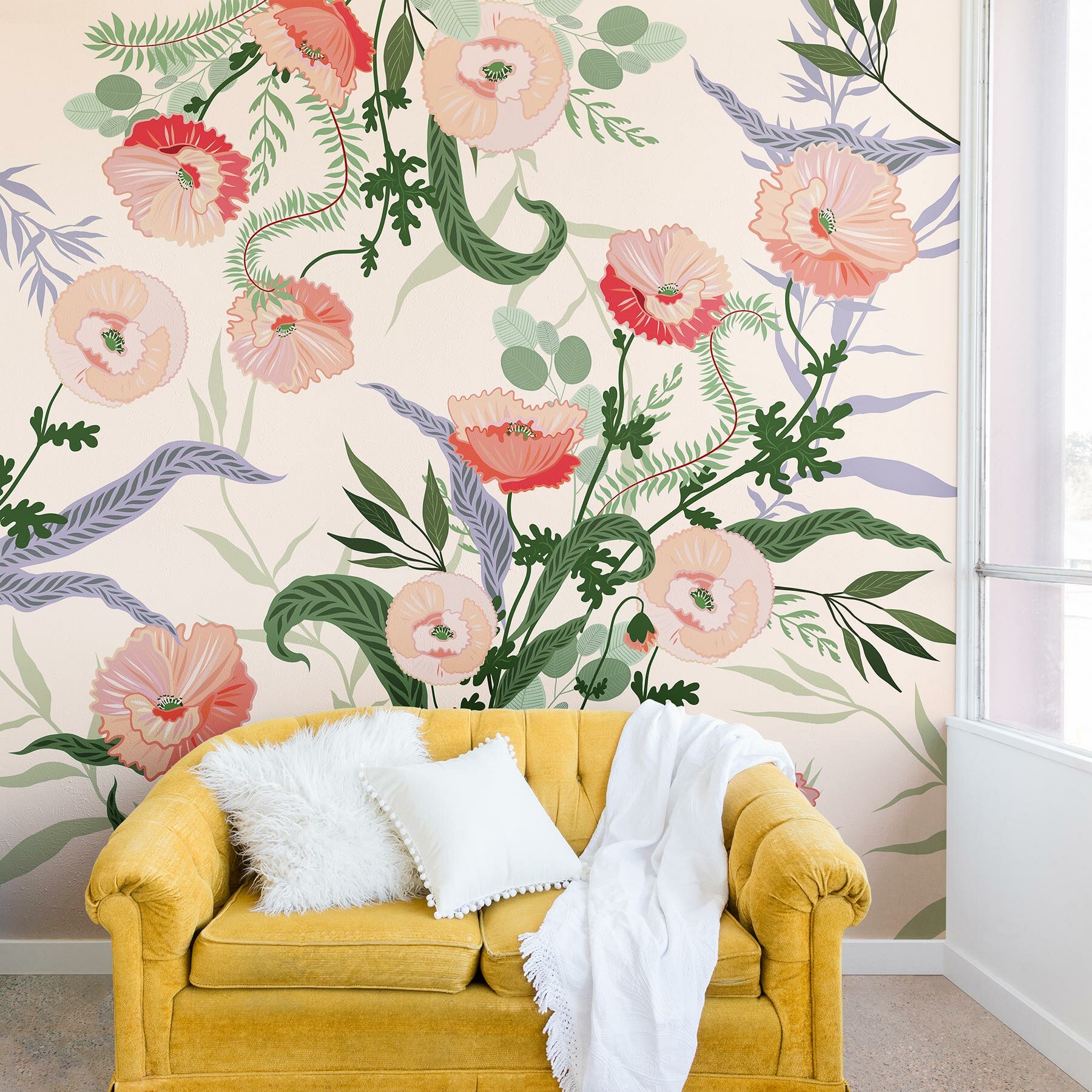 Bless international Peel & Stick Floral Wall Mural | Wayfair