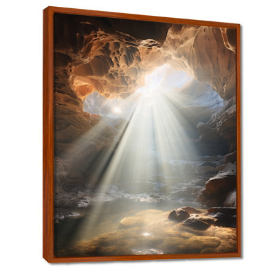 «God Rays Sunshine In The Cave By The Ocean - Landscape Mountains Wall Art Living Room