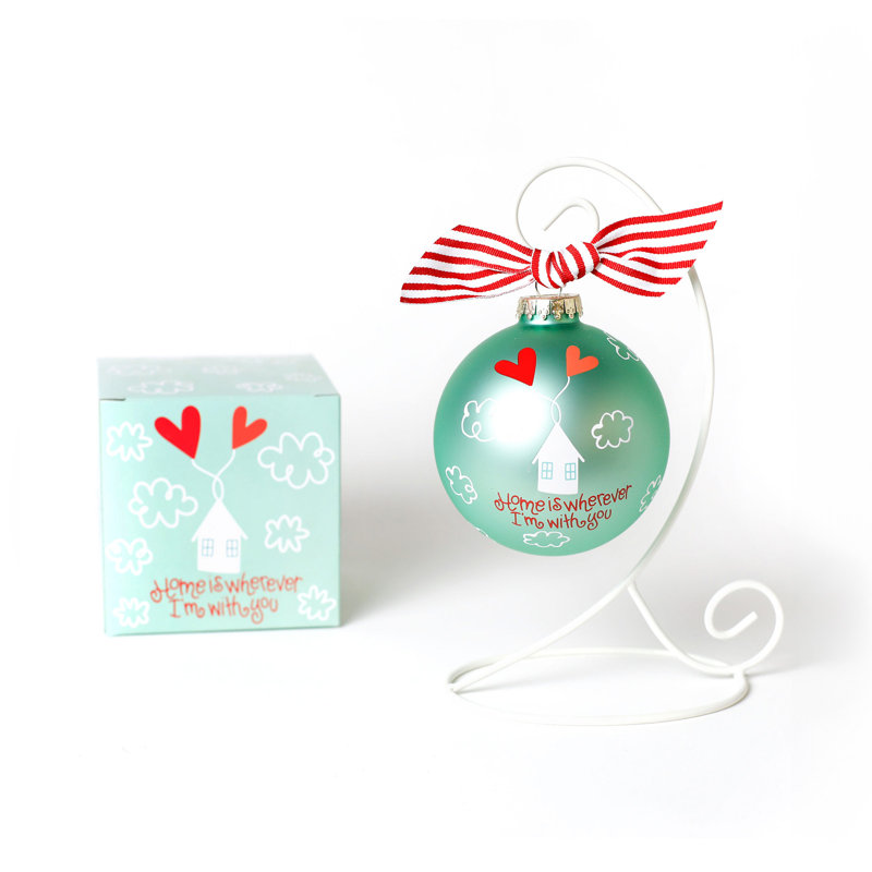 Ornement en verre avec support à ornements Home Is Partout Im With You 100 mm