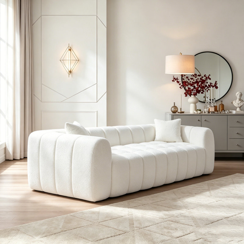 102.7" Oversized Cloud Compressed Sofa, White