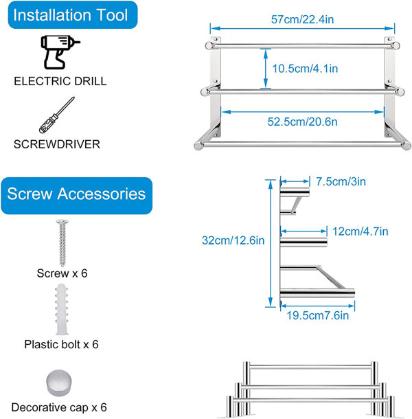 QIANXING Wall Mounted Towel Rack