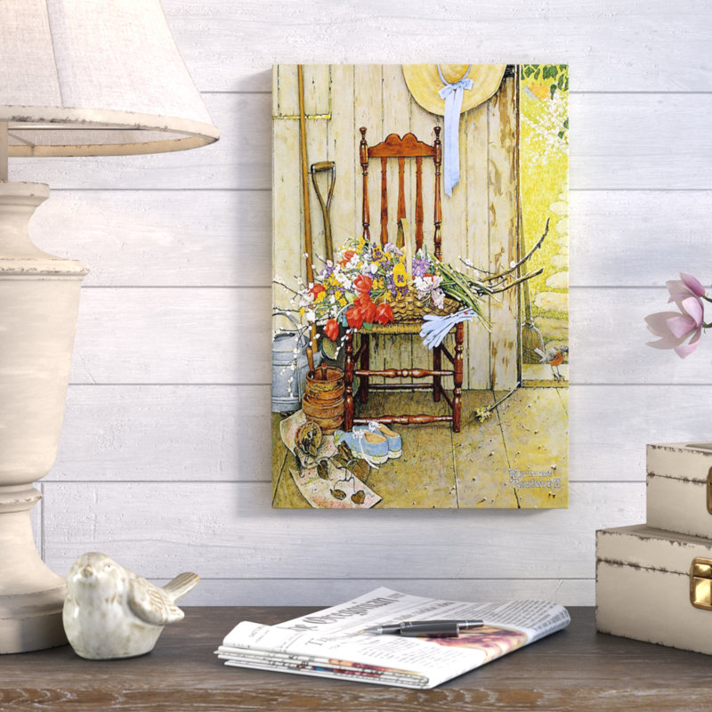 «Spring Flowers» par Norman Rockwell, reproduction d'art sur toile tendue, H 26 po x l 18 po x P 1,5 po