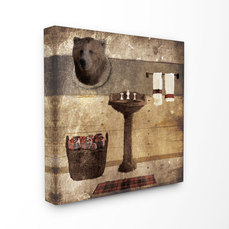 «Cabin Bathroom Country», reproduction, Toile tendue, H 17 po x l 17 po x P 1,5 po