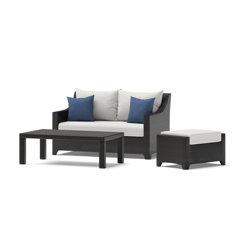 Deco Loveseat And Ottoman With Coffee Table - Bliss Ink, Blue