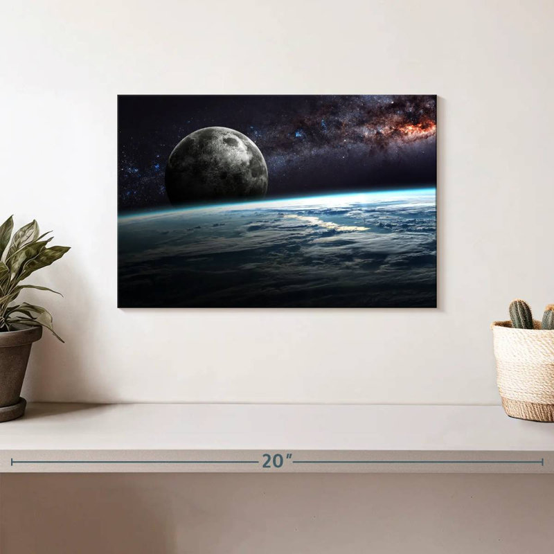Oberle terre et lune dans l'espace, H 8 po x l 12 po