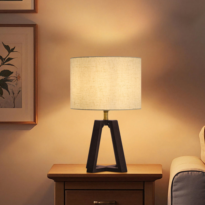 Lampe de table rustique moderne avec gradateur transparent, Noyer