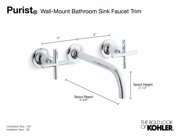 K-T14414-3-CP,BGD,SN Kohler Purist® Wall Mounted Bathroom Faucet  Reviews  Wayfair