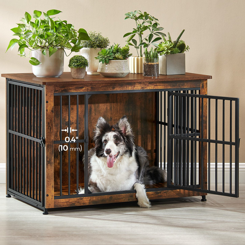 Mobilier de caisse pour chien, table de bout, chenil moderne pour chiens, Brun rustique