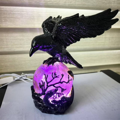 The Mysterious Crow LED Light On The Luminous Sculpture In Gothic Style