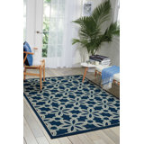 Carachure Floral Navy Blue Indoor/Outdoor Area Rug