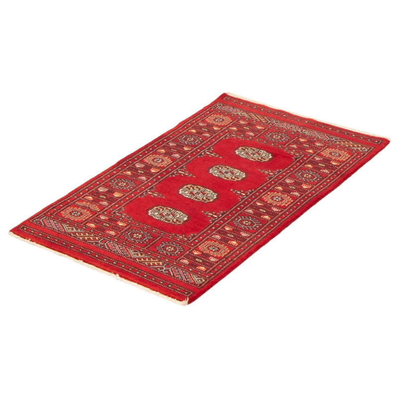 Tapis rouge Maleaha Peshawar Bokhara 2 pi 7 po x 4 pi 2 po