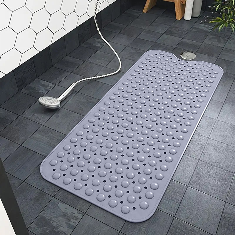 Vinyl Non-Slip Shower Mat,  70cm L x 38cm W, Grey