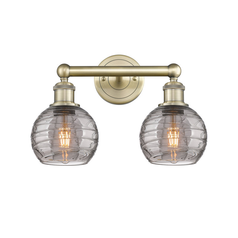 Cambria 2 - Light Dimmable Vanity Light, Antique Brass, Light Smoke