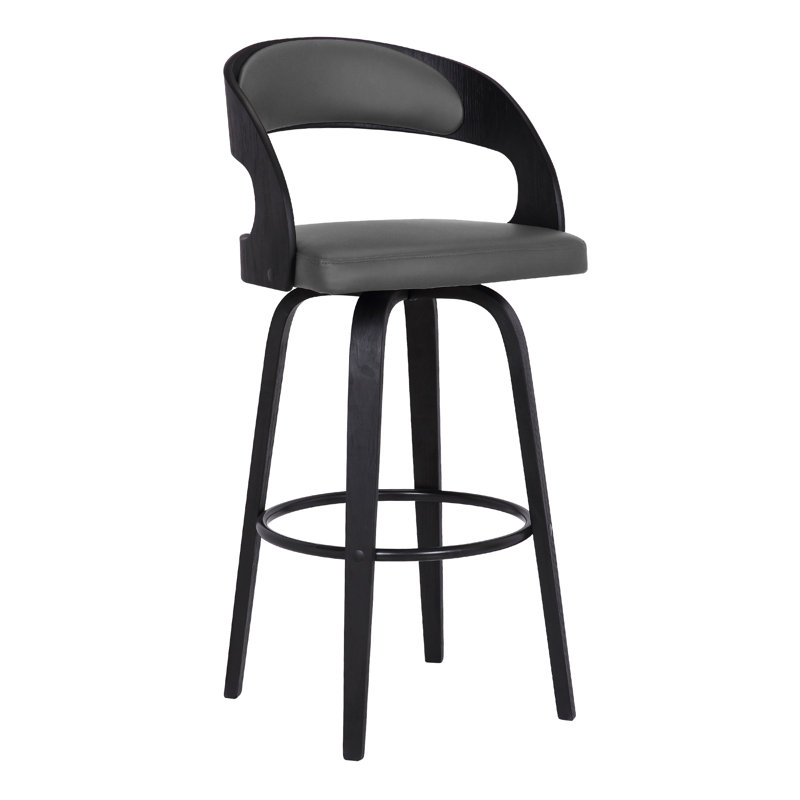 Tabouret de bar pivotant Pensacola, Tabouret de comptoir (siège d'une hauteur de 26 p, Noir, Gris