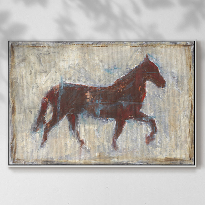 Iron Equine II - reproduction sur toile avec cadre flottant, H 27 po x l 41 po x P 2 po, Toile encadrée flottée blanche