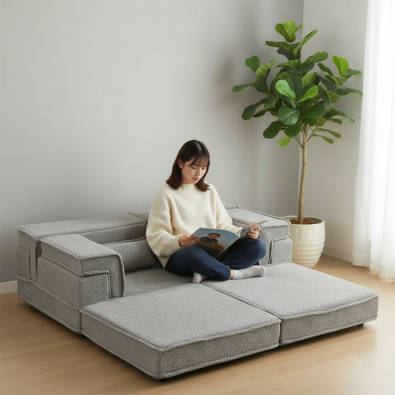 Canapé modulaire convertible sans os, Gris