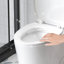Toilette de salle de bain, double chasse 1,1 / 1,6, céramique, blanc brillant, siège allongé à fermeture douce, siège confort blanc, bol
