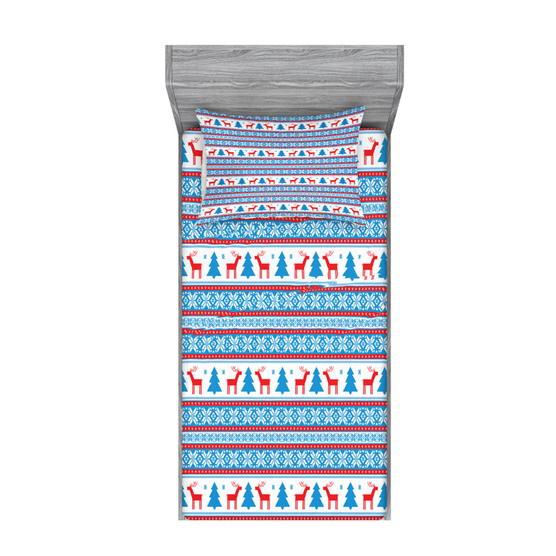 Microfiber Geometric Sheet Set, Twin XL Sheet Set with Fitted Sheet, Striped