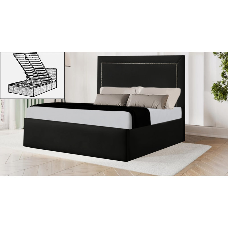 Barlas Upholstered Ottoman Storage Bed, Double (4'6), Black